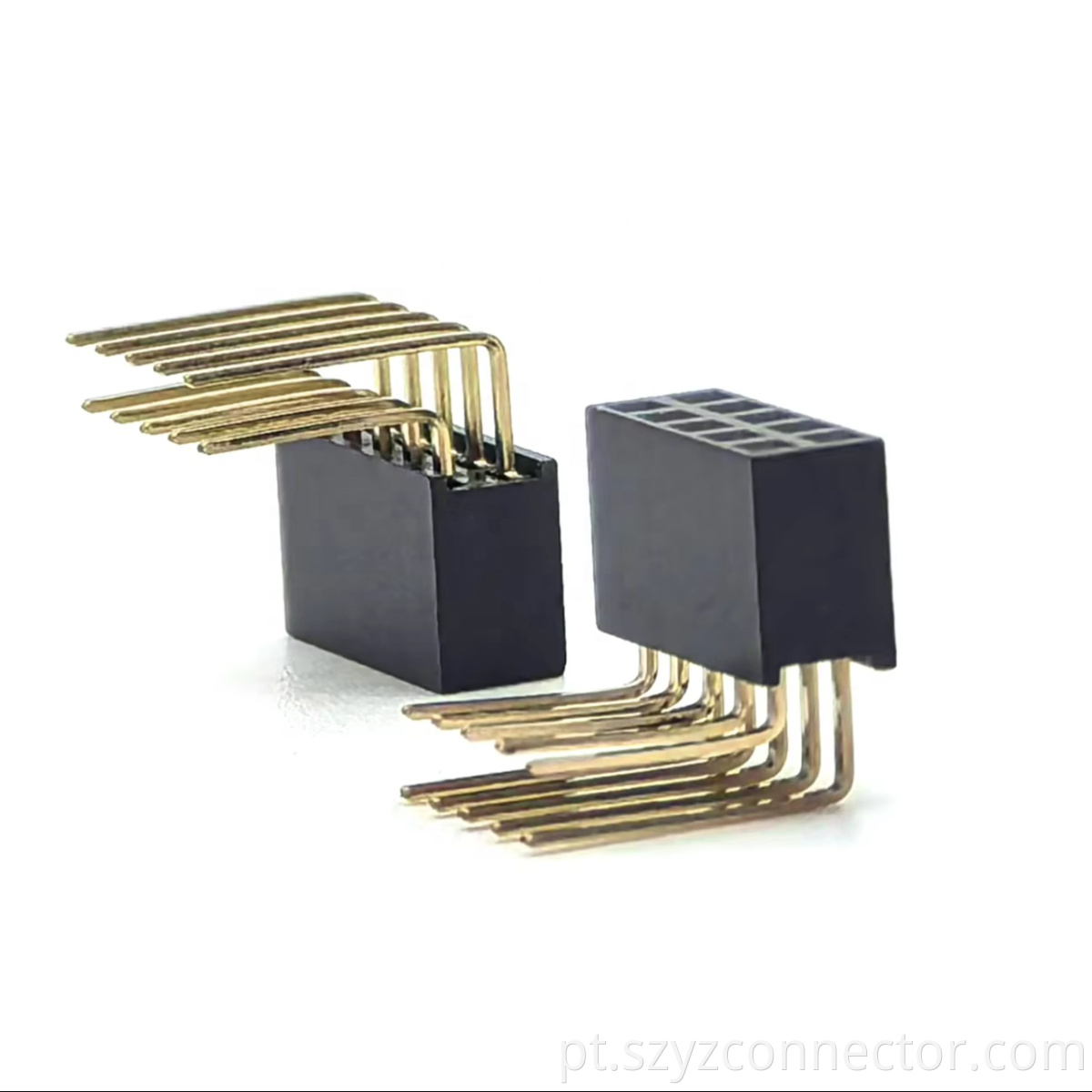 Conector fêmea de cabeçalho com passo de 2,54 mm, fileira dupla, ângulo reto, tipo Y H8,5mm 2*5P 2.54mm Pitch Female Header Connector Dual Row Right Angle Y-Type H8.5mm 2*5P
